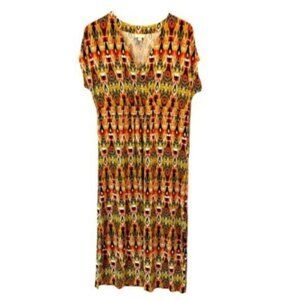 J. Jill | Orange Yellow Black Geometric Print Maxi Dress Size Medium
